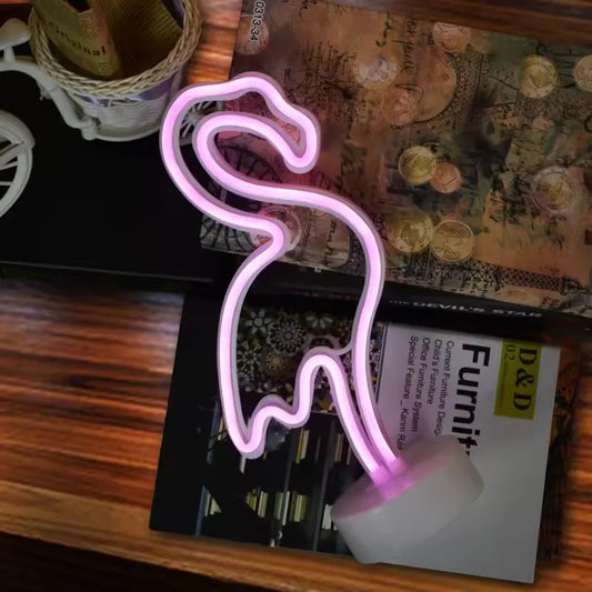 Flamingo Cactus Neon Signs with Base LED Light