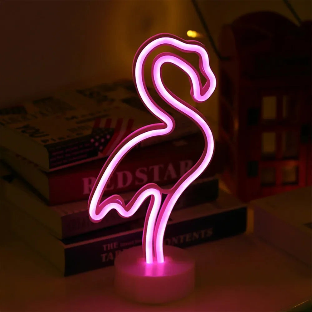 Flamingo Cactus Neon Signs with Base LED Light